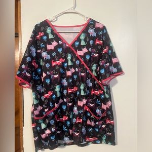 Stretchy spandex scrub top